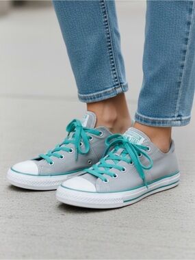 Converse All Star Lace Up Mint Green & Grey Sneakers